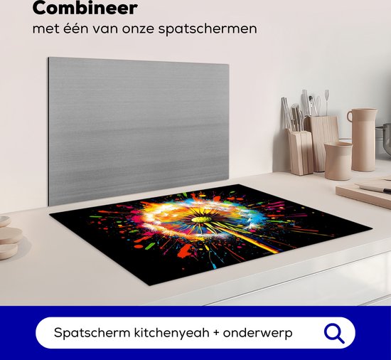 KitchenYeah® Protection plaque induction 75x55 cm - Pissenlit - Graffiti - Coloré - Fleurs - Protege plaque de cuisson - Couvre plaque induction - Protecteur d'induction - Cuisine