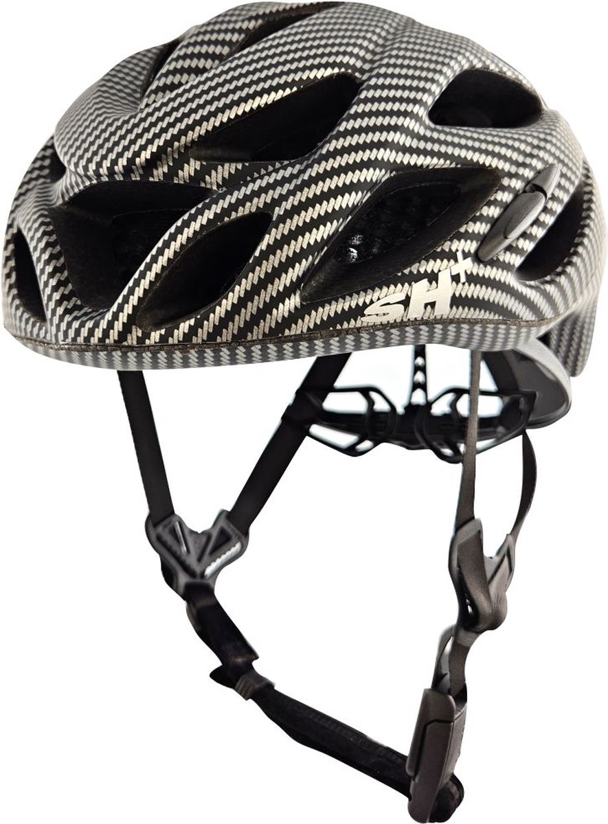 SH+ Fietshelm - SHIROCCO S-TECH - Unisex - Lichtgewicht 260 gram - 21 Ventilatiegaten - Gemaakt in Italië - Voor een hoofdomtrek van 58 tot en met 61 CM - Carbon Zwart