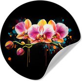 WallCircle® - Papier peint cercle 50x50 cm - Stickers muraux Orchidée - Graffiti - Coloré - Fleurs - Abstrait - Cercle mural salon - Cercle mural chambre - Décoration de chambre autocollante - Accessoires de Décoration murale