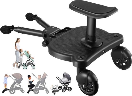 Buggy-board voor alle kinderwagens - Kiddy Board met zitting - treeplank - passagiersplank - universeel