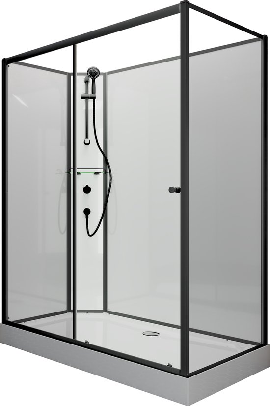 Schulte Tahiti - cabine de douche fermée - type droite - 90x120x204 cm - profil noir - verre de sécurité transparent - mitigeur - set de douche