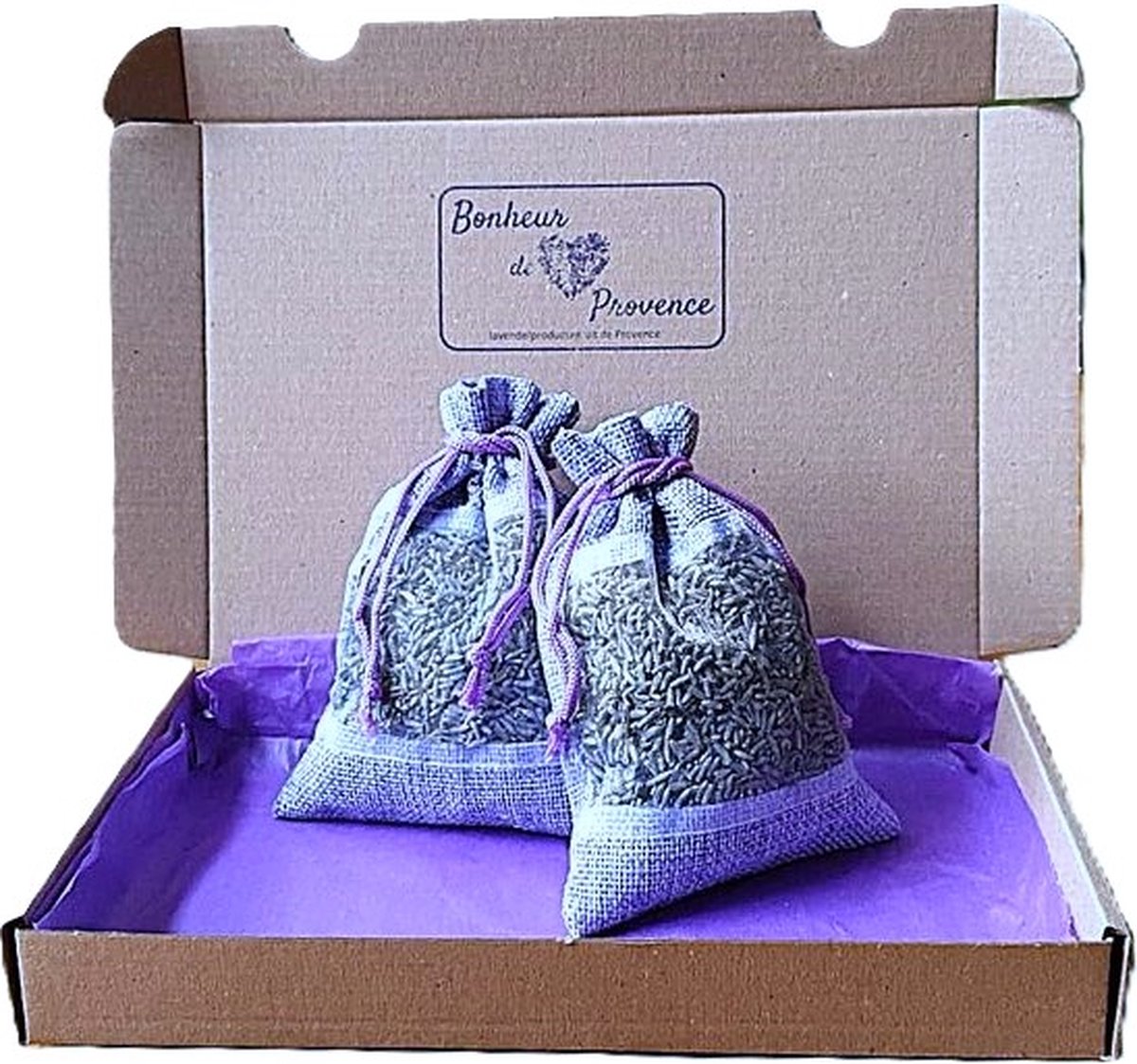 Bonheur de Provence© - Grote geurzakjes linnen gevuld met 40 gram biologische lavendel - geurzakjes kledingkast