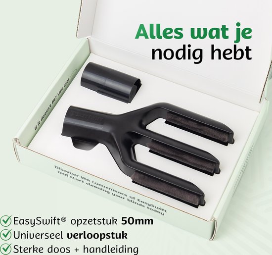 Inhoud van de EasySwift doos: opzetstuk, adapter en handleiding.