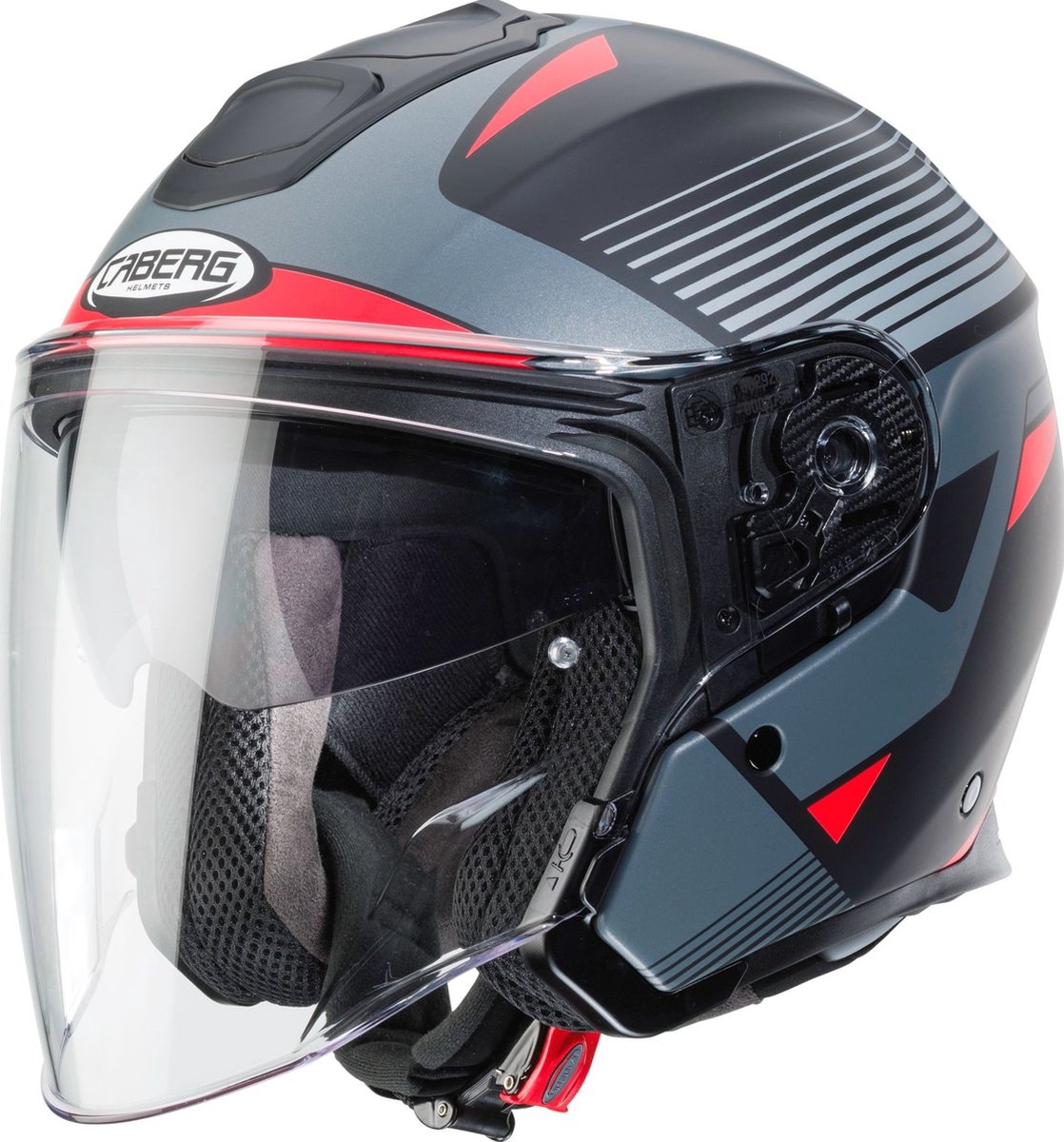 Caberg Jethelm Flyon Rio Matt Schwarz/Anthrazit/Rot-XL