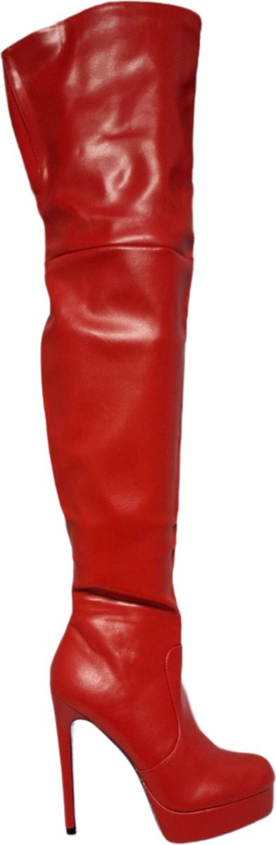 SHANGURETTI- EROTIC LAARS-RED-LEDERLOOK-HAK10CM-38