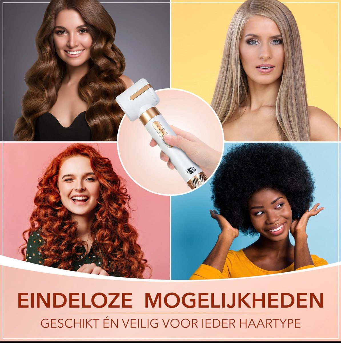 O@B Professionele 7-in-1 Airwrap Föhnborstel & Haarstijler - Haardroger Föhn met Borstel - Elektrische Haarborstel & Krultang - Multistyler Krulborstel - Magische Stijlborstel - Heteluchtborstel Haarstyler - Hairwrap Airstyler - Air Wrap Multi Styler — afbeelding 6