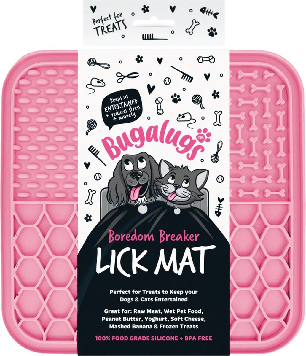 Bugalugs likmat voor dieren - Slowfeeder - Honden - Katten - Siliconen - Roze