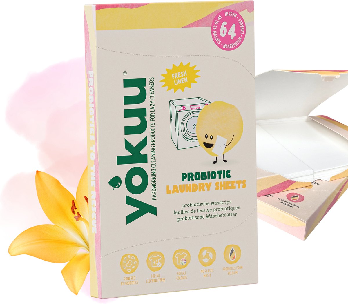Goedkoopste YOKUU Probiotische Wasstrips - 128 Wasbeurten - Wasdraadfrsse Geur - Reis Wasmiddel - Ultra Geconcentreerd en Voorgedoseerd - Ecologisch Wasproduct