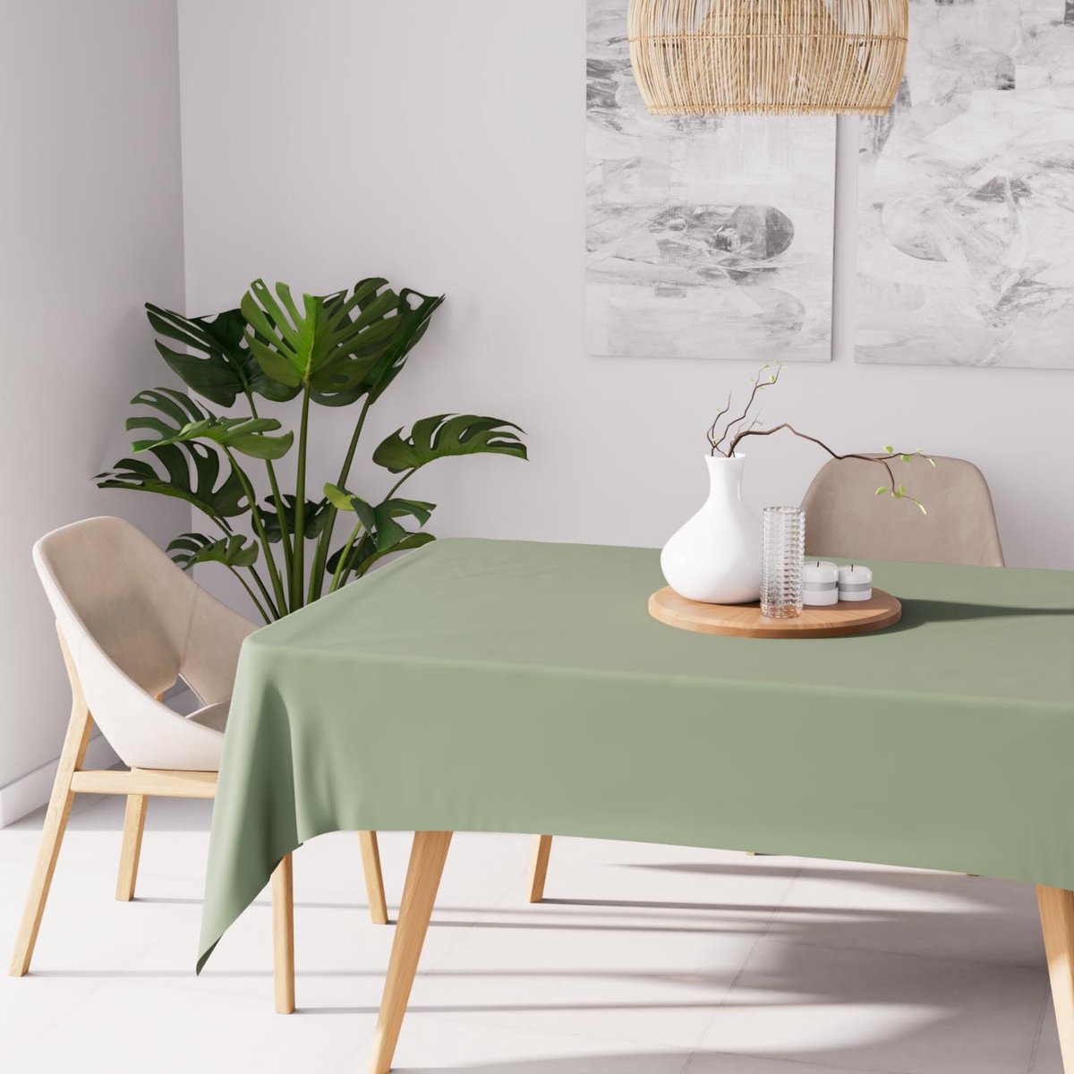 La'Moussawi ® Tafelkleed met Vlekbescherming in Rechthoekige Vorm 140x200 cm Kaki Groen