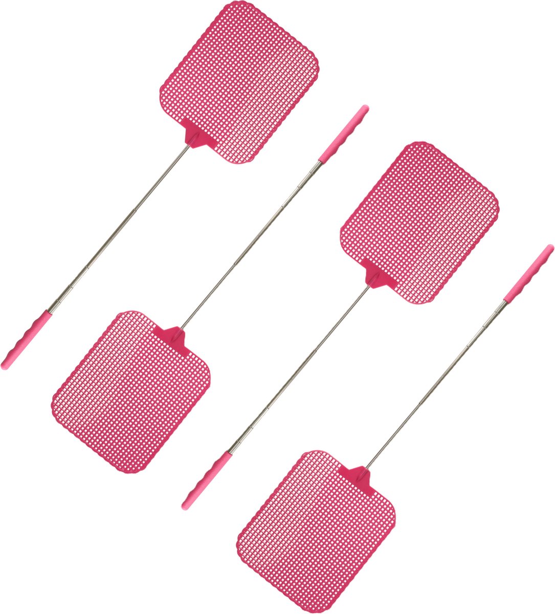 CM Vliegenmepper compact - 4x - uitschuifbaar - 35/77 cm - roze
