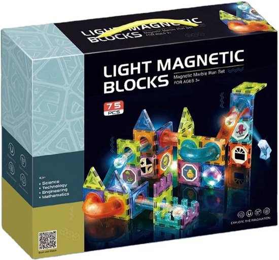 Magnetische Knikkerbaan – 75 Stuks Knikkerbaan - Magnetisch Speelgoed - Magnetic Tiles – Knikkers – Constructiespeelgoed Voor Leeftijd 3 t/m 12 Jaar - Cadeau Kind