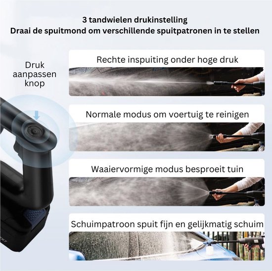 White-Label® Hogedrukreiniger Auto - Hogedrukspuit - Terrasreiniger - Zwart van White-Label® — afbeelding 3