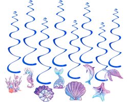Q2Party - Zeedieren Swirl - Slinger - Versiering - Verjaardag - decoratie - Feest - Hangdecoratie – 8 stuks