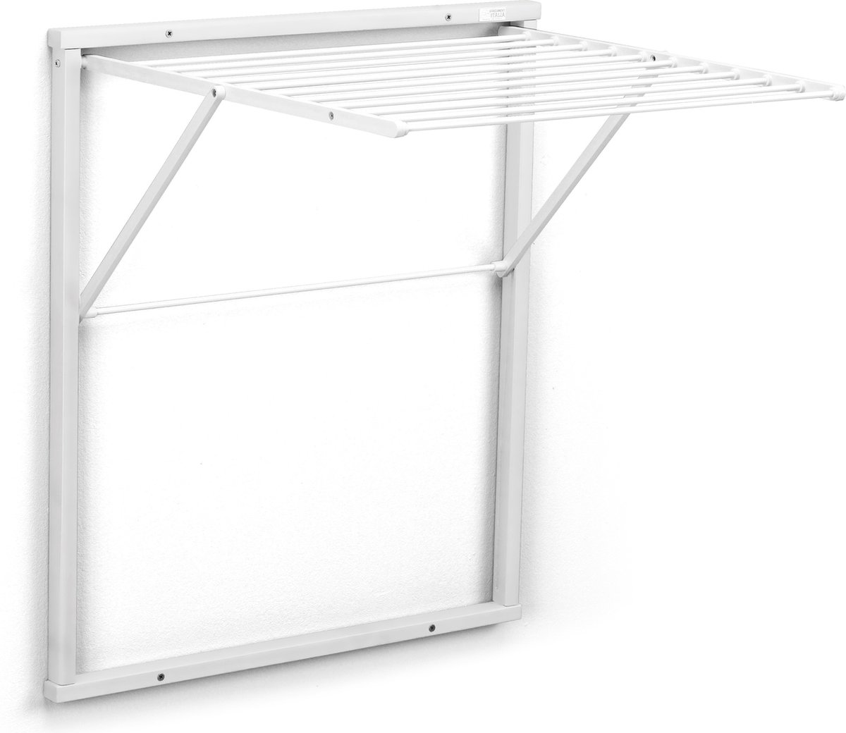 Arredamenti Italia KLEDY BIANCO- Houten Handdoekrek - Inklapbaar Wanddroogrek - 6,5m Drooglengte- Kleur: WIT - ARIT - Il cuore del legno