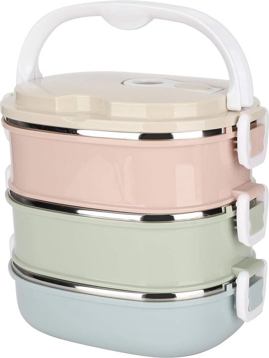 Thermisch geïsoleerde roestvrijstalen plastic opvouwbare lekvrije bento lunchbox