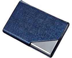 Knaak Visitekaartjes Houder - Blauw Aluminium - Compact - Voor Kantoor & Reizen - 1 Stuks