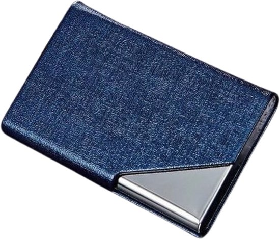 Knaak Visitekaartjes Houder - Blauw Aluminium - Compact - Voor Kantoor & Reizen - 1 Stuks