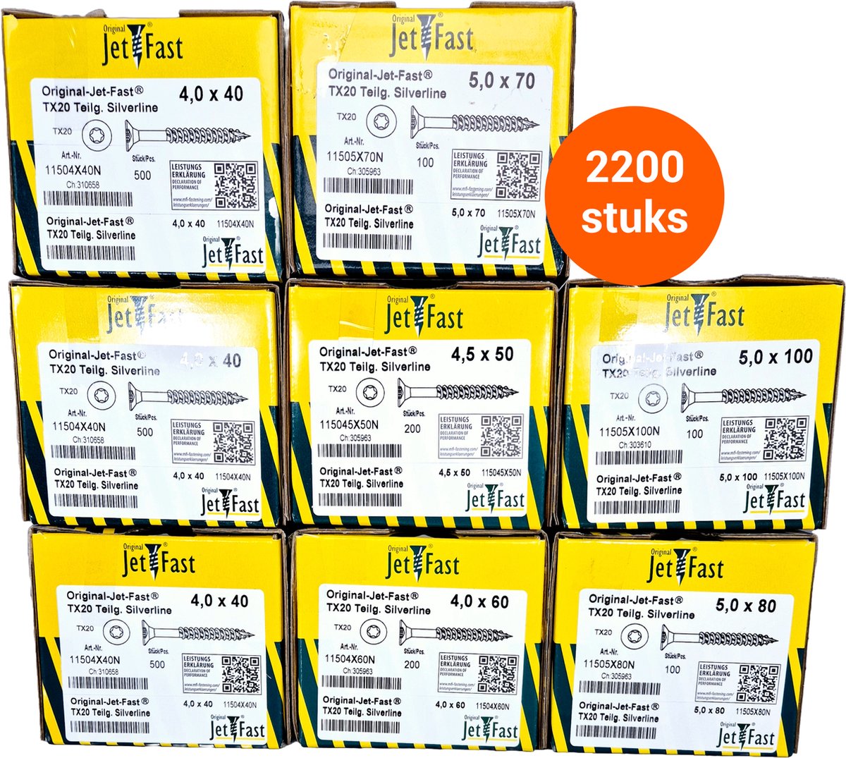 Nogel zelfborende en verzinkende schroeven torx - Voordeelpakket 2200 stuks