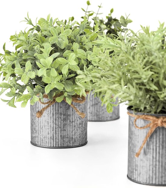 SEEKO set van 3 kunstplanten, realistische eucalyptusset, kunstplanten voor huisdecoratie, binnengebruik, kleine nepplanten voor plankdecoratie, bureaudecoratie, modern boerendecor en boho-kamerdecor