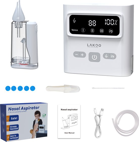 Aspirateur nasal LAKOO Pro N2 - Nettoyant nasal pour nouveau-nés - 9 niveaux d'aspiration - plus musique et lumière