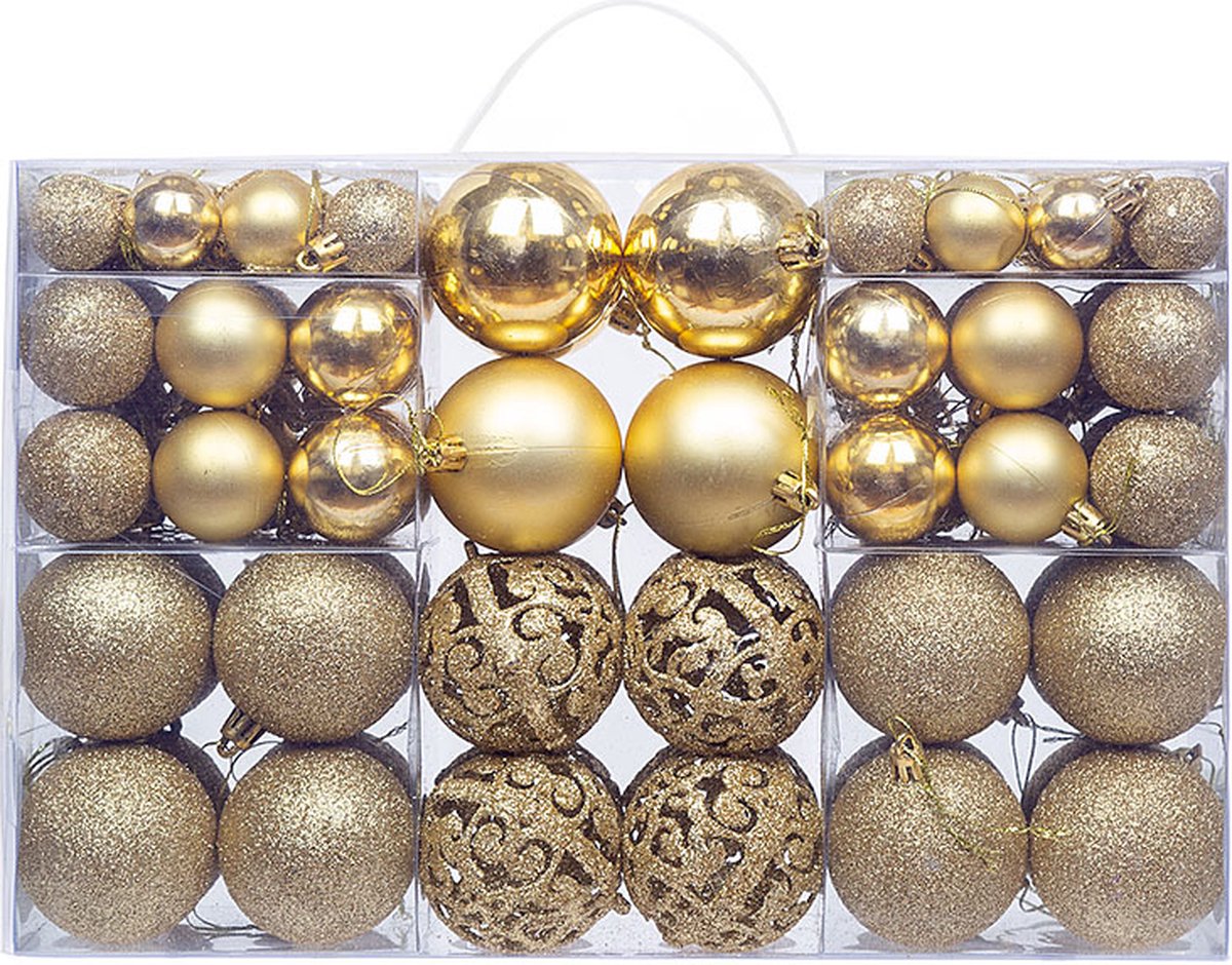 Christmas Kerstballen - Kunststof - 100 Stuks - 3/4/6 cm - Goud