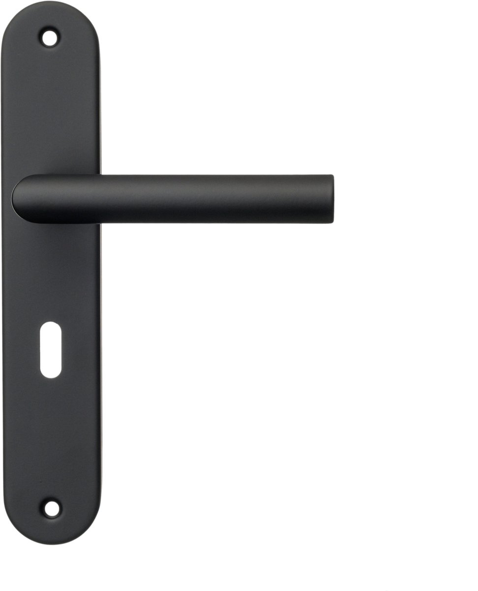 Ostiumhome® Belluno - Deurklink met Sleutelgat - Mat Zwart - op Schild - Rond - Complete Set