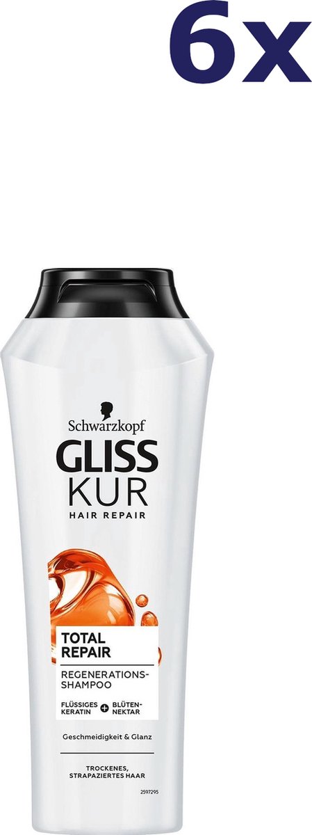 6x Gliss-Kur Shampoo - Total Repair 250 ml