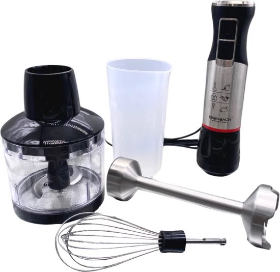 Staafmixer 3-in-1 Eisenbach JE-903E – 1000W – Met Hakmolen, Garde en Maatbeker – Krachtige Keukenmixer