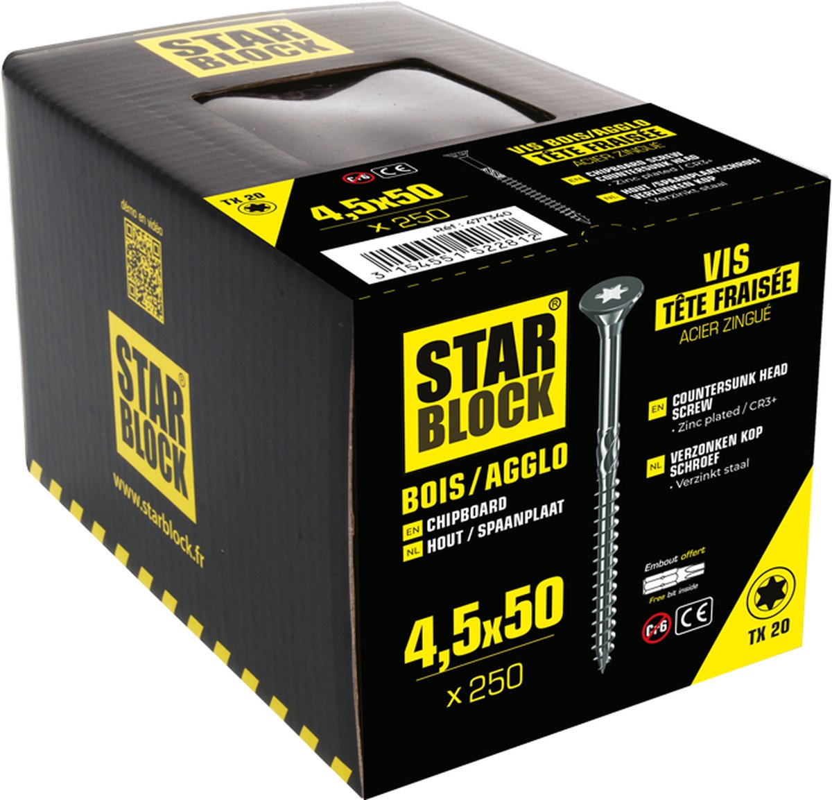 Starblock Hout- en Spaanplaatschroeven TX - 4,5x50mm - 250 stuks - Torx Schroef