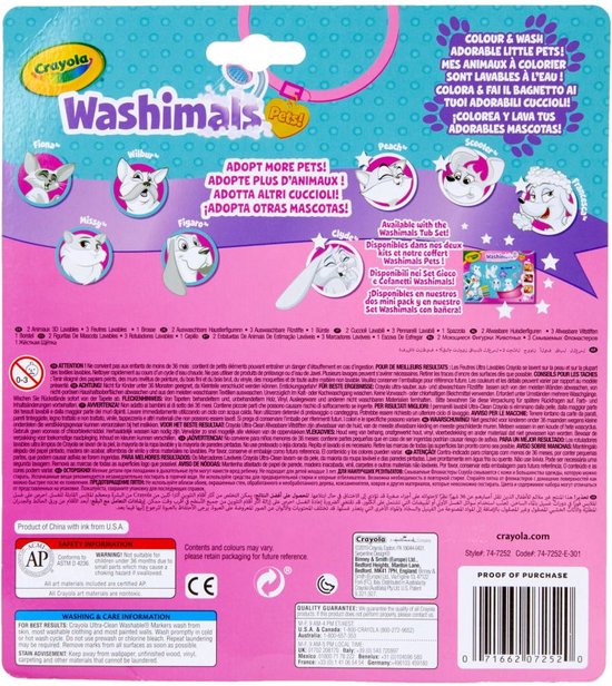 Washimals Pets! Kleur & Was Schattige Huisdieren! Met onder andere een hondje, tijger en schaap.
