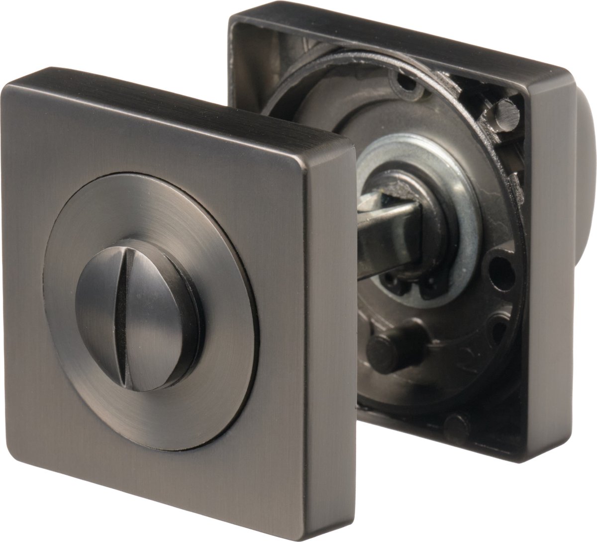 Ostiumhome® - Deurbeslag- WC-Slot - Mat Gun Metal - vierkante rozet - Anzio