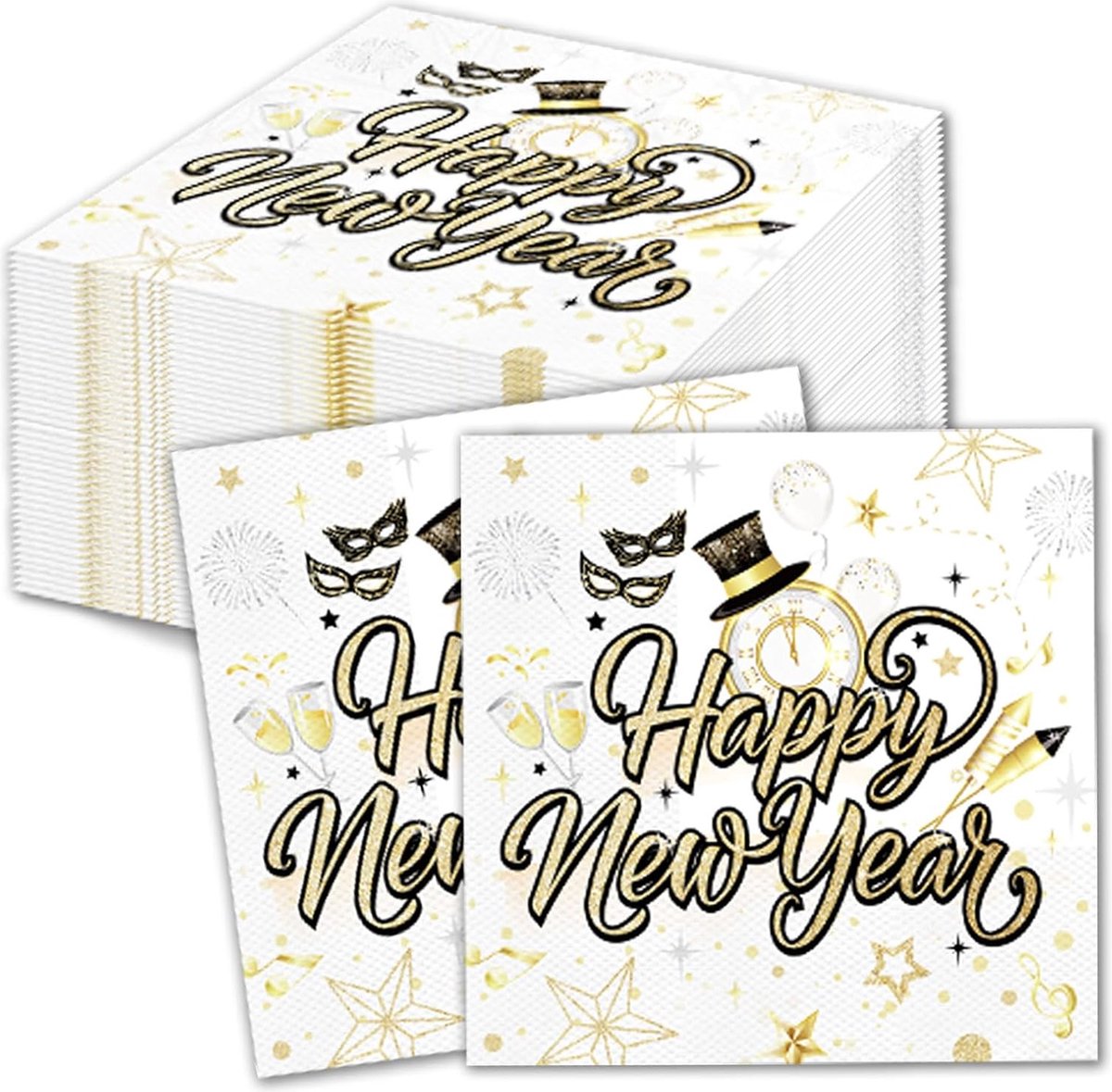 Gouden papieren servetten, 40 stuks cocktailfeestservetten, elegante servietteservetten, zachte papieren wegwerpservetten voor feesten, verjaardagen, bruiloften en familiebijeenkomsten (zwart