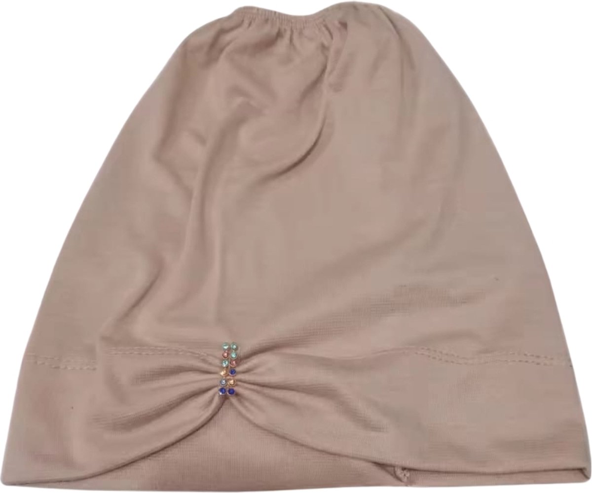 Ibramani – Jannita Pailletten Inner Hijab – Muts – Hoofddeksel - Hoofddoek - Tulband – Haarband – Tulband Cap – Head wrap - Damesmutsen – Hoofdwear - Ramadan - Ied ul Fitr - Suikerfeest – Milo Brown