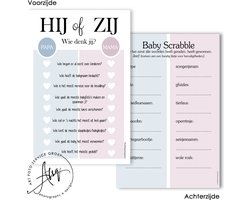 BSG320 - 20 stuks - Hij of Zij, wat denk jij?! Babygames babyshower en Gender Reveal - Babyshower invulkaarten - Oh Baby - Babyshower versiering - Babykaarten - Babyshower spelletjes - Gender reveal spelletjes - babyvoorspellingen - he or she?