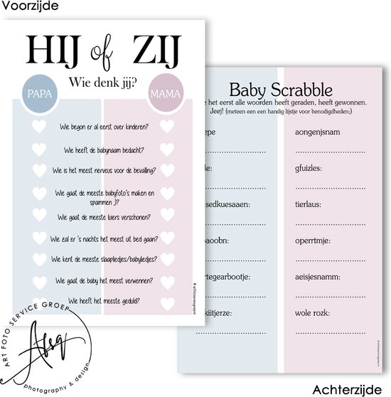 Babyshower Raadspelkaarten – 10 Stuks, Dubbelzijdig – Voor Genderreveal En Babyfeest – Invulkaarten Voor Naam, Gewicht En Meer – Geschikt Voor Jongens En Meisjes