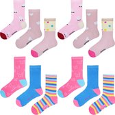 Kindersokken 12 paar - Meisjes - Roze - Blauw - Maat 31-34