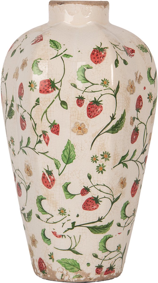 Vaas Ø 17x29 cm Beige Keramiek Bloemen