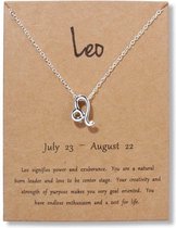 Bixorp Stars Leeuw / Leo Ketting - Zilverkleurige Ketting op Cadeau Kaartje - Sterrenbeeld / Zodiac Hanger