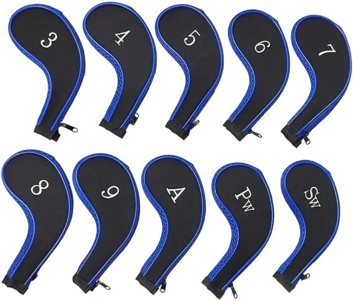 Livano Golfclub Headcover - Covers - Beschermers - Golfset - Blauw - 10 Stuks