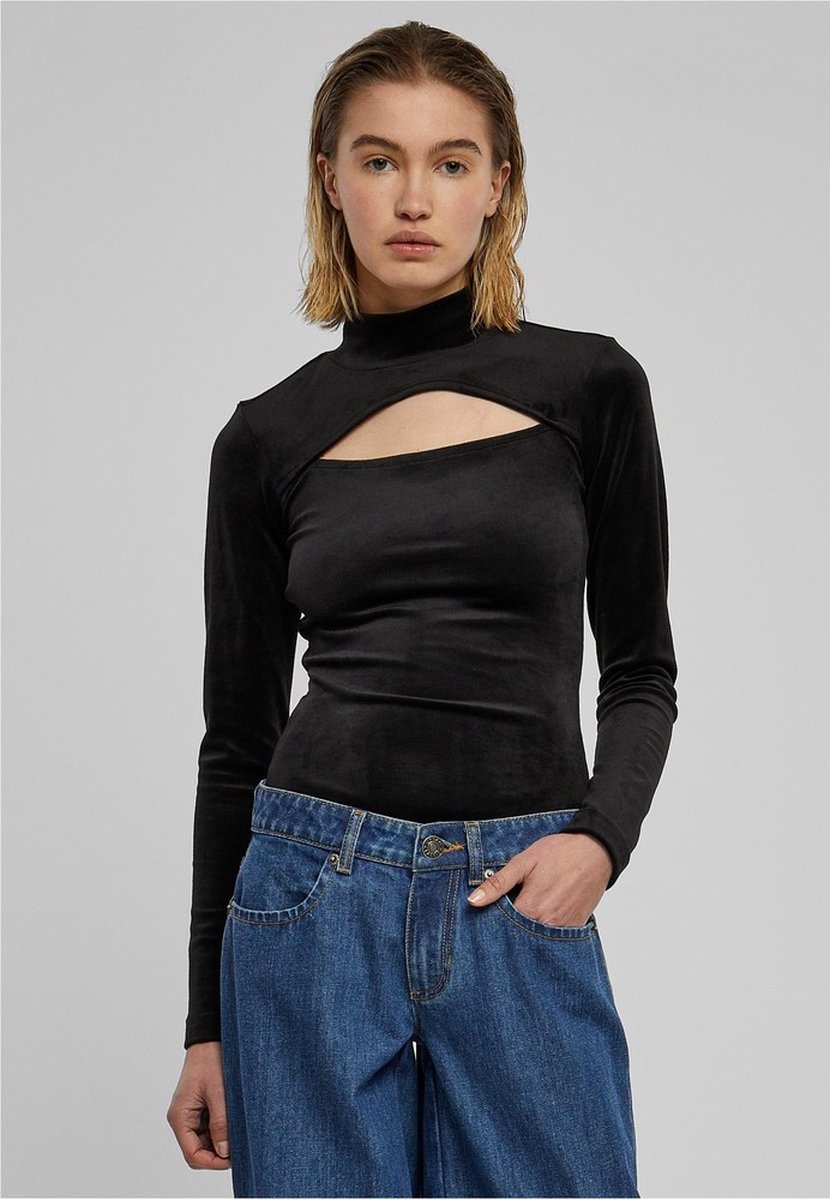 Urban Classics Velvet CutOut Turtleneck Bodysuit L Zwart