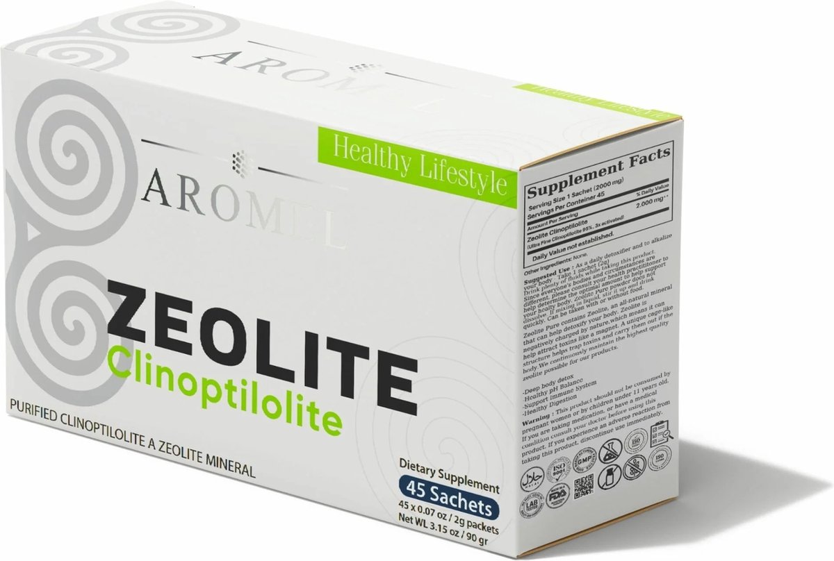 Goedkoopste Aromel Zeolietpoeder - 45 Sachets - Micronized Active Zeolite - Clinoptiloliet - Voor Detox & Reiniging