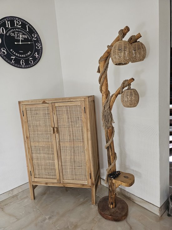 Unieke handgemaakte boomstamlamp kerst boom lamp incl rotam lampenkappen