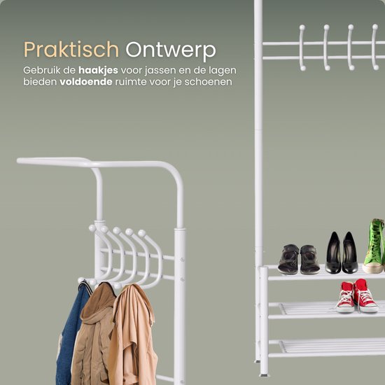 O'DADDY Kapstok garderoberek schoenenrek in 1 staand (190x30x66cm) W