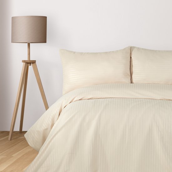 Komfortec Parure Housse de Couette avec Fermeture Éclair Qualité Hôtelière 200x200 cm + 2 taies d'oreiller 50x75 cm - Beige