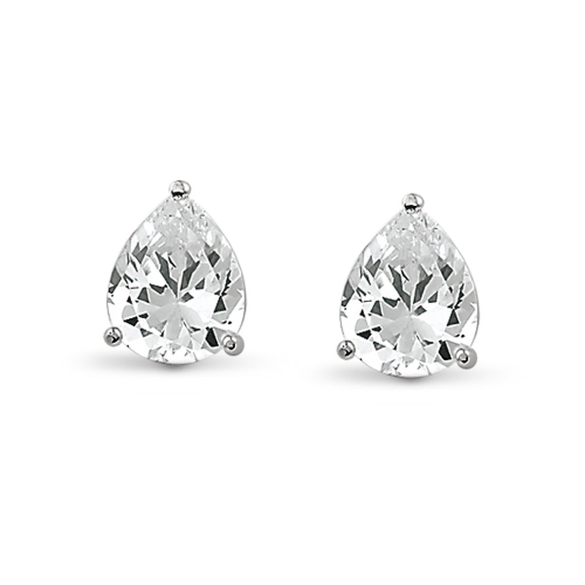 New Bling 9NB-0014 Zilveren oorstekers - zirkonia druppel 7x9 mm - zilverkleurig