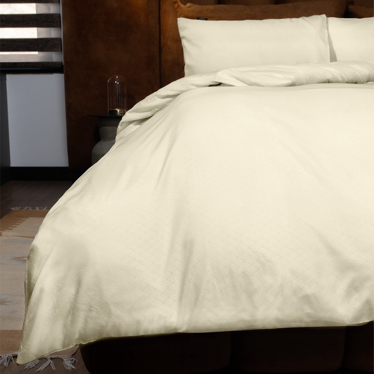 Damai Zydante® Dekbedovertrek Emboss Rainbow 240x220 cm - Champagne - met 2 Kussenslopen Creme