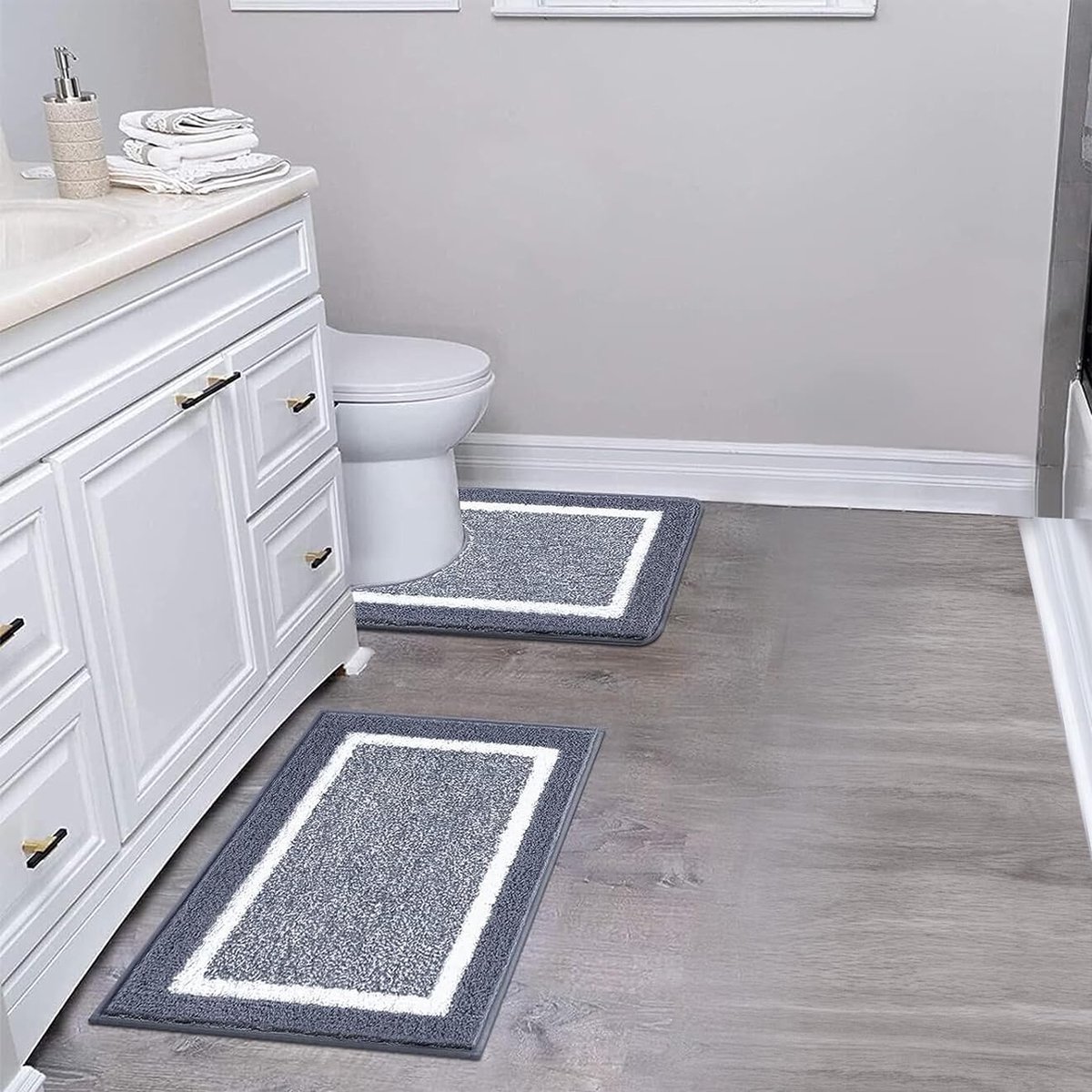 La'Moussawi ® Ultra Zachte en Absorberende Badkamer Matten Set met Antislip Ontwerp in Donkergrijs
