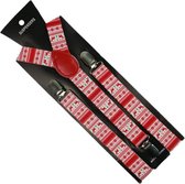 Kerst Bretels  - 3 Stevige Clips - Rendieren - Licht Rood - 2.5 cm