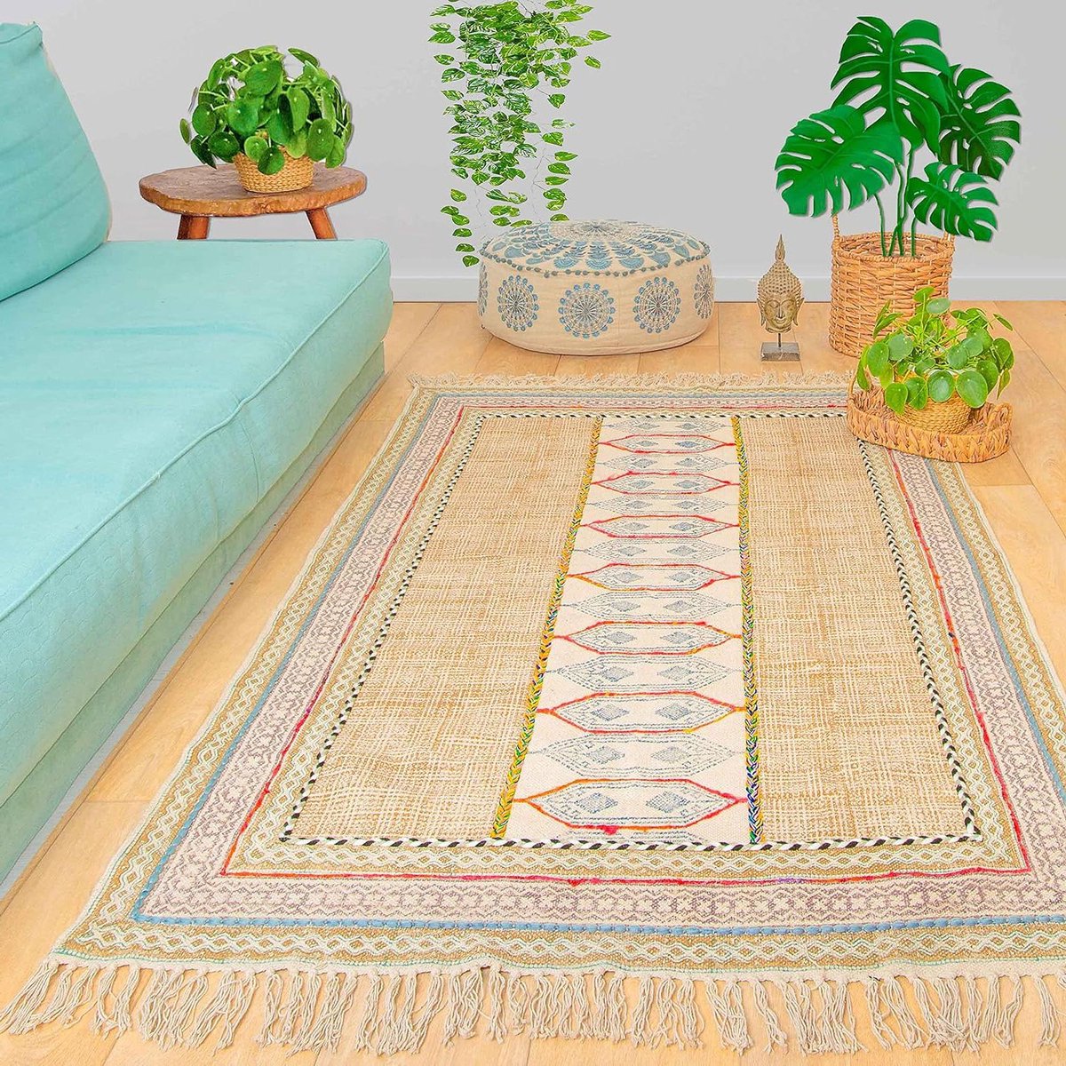 Handgemaakt vloerkleed Boho chic Decoratief accent 1 stuk Multicolor 120 x 180 cm