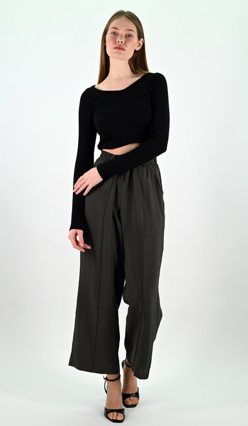 YesMooi - Wide Leg Culotte Broek - Antraciet - L (40) - Pantalon Dames Luchtige Broek